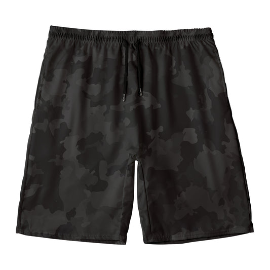 Black Camouflage Print Men's Swim Trunks
