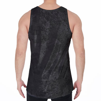 Black Camouflage Print Men's Velvet Tank Top