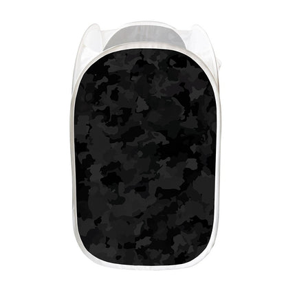 Black Camouflage Print Mesh Laundry Hamper