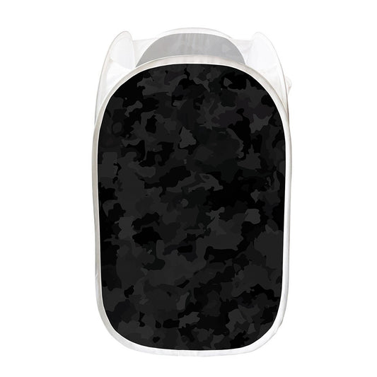 Black Camouflage Print Mesh Laundry Hamper
