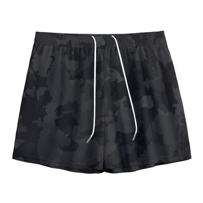Black Camouflage Print Mesh Shorts