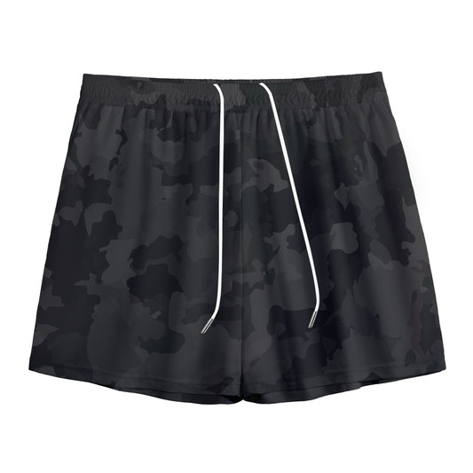 Black Camouflage Print Mesh Shorts