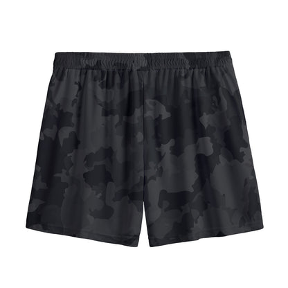 Black Camouflage Print Mesh Shorts