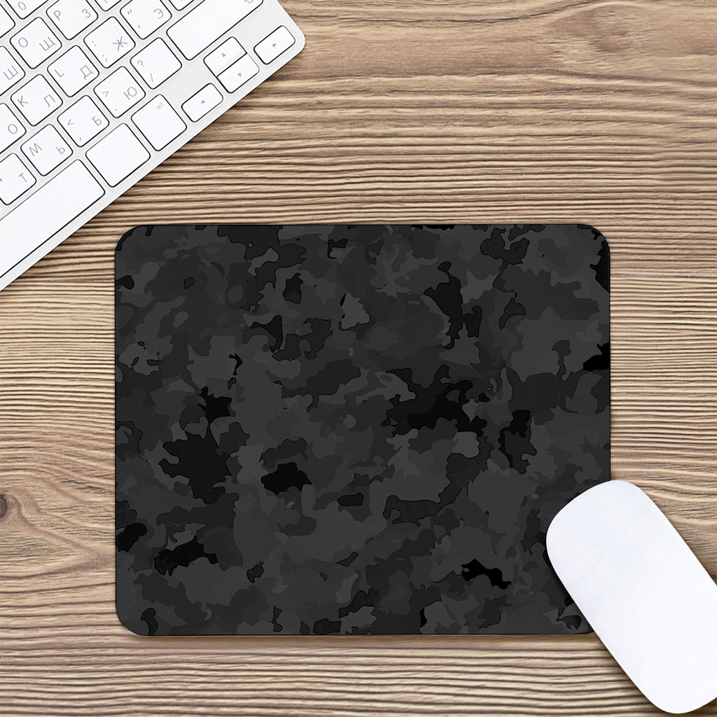 Black Camouflage Print Mouse Pad