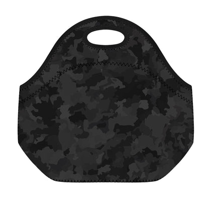 Black Camouflage Print Neoprene Lunch Bag
