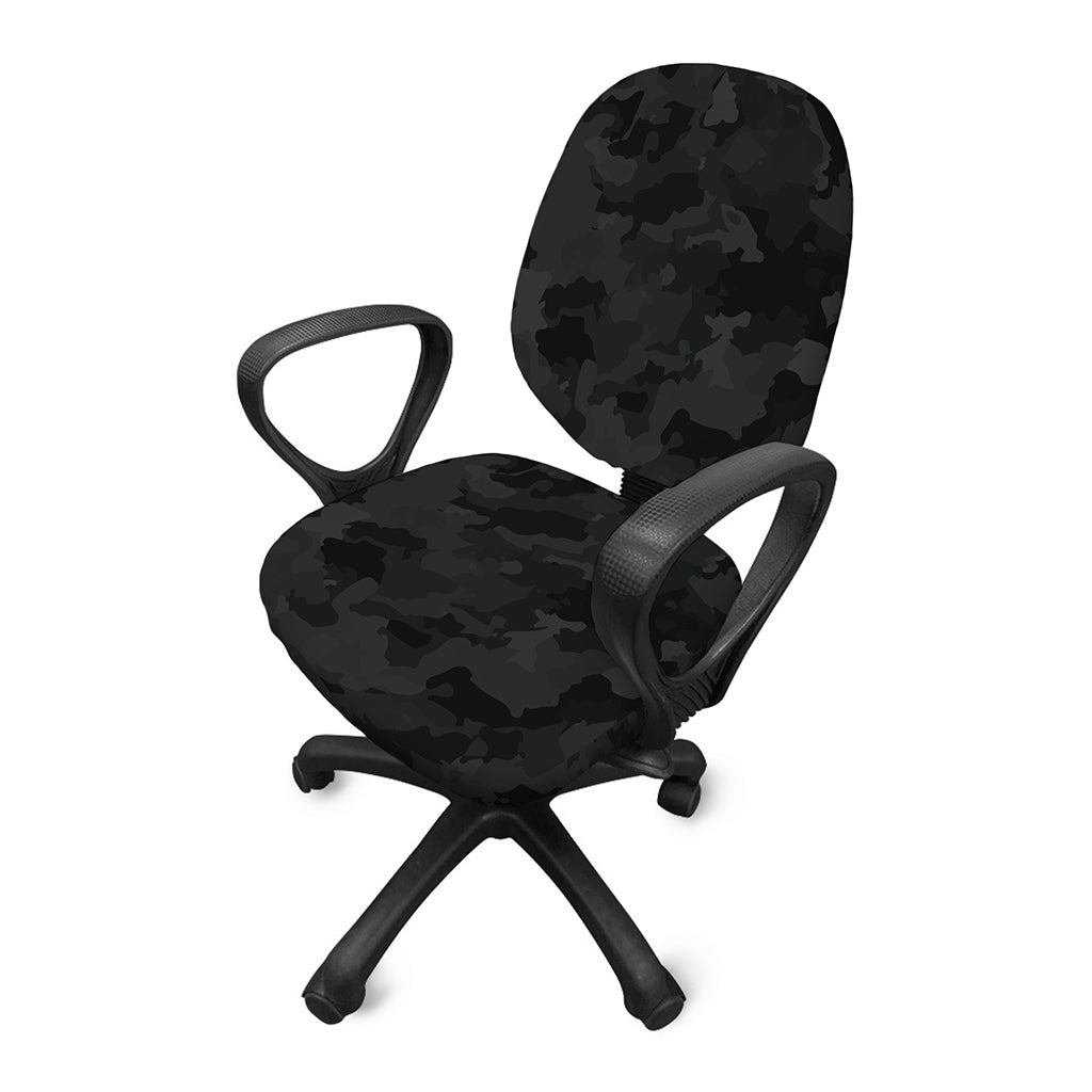 Black Camouflage Print Office Chair Cover