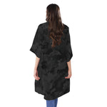 Black Camouflage Print Open Front Beach Cover Up