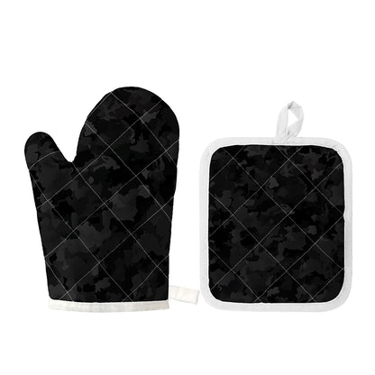 Black Camouflage Print Oven Mitt And Pot Holder Set
