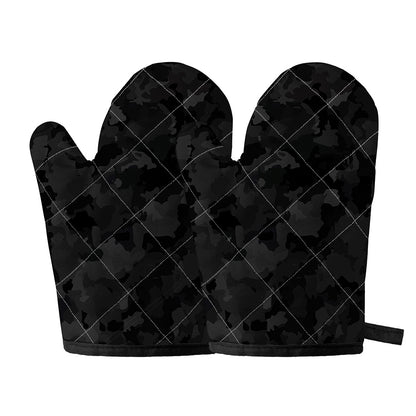 Black Camouflage Print Oven Mitts