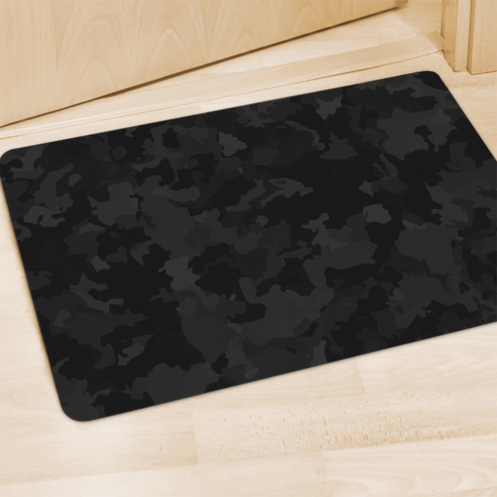 Black Camouflage Print Polyester Doormat