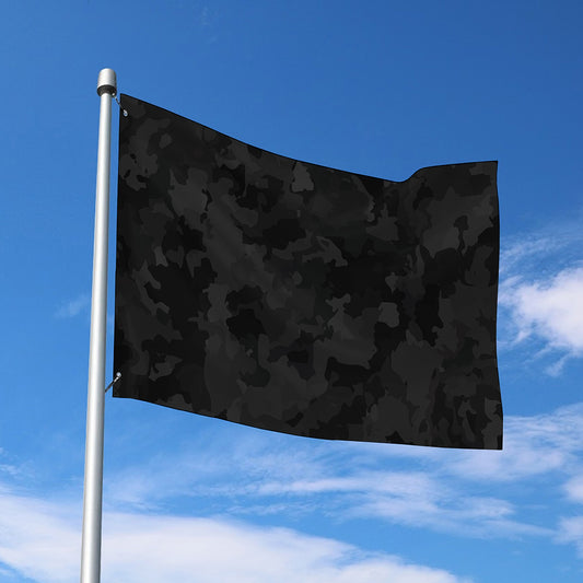 Black Camouflage Print Polyester Flag