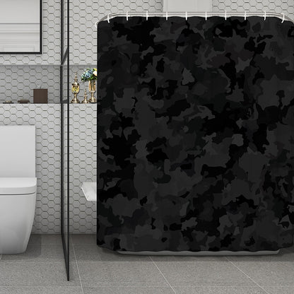 Black Camouflage Print Polyester Shower Curtain