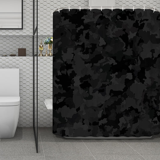Black Camouflage Print Polyester Shower Curtain