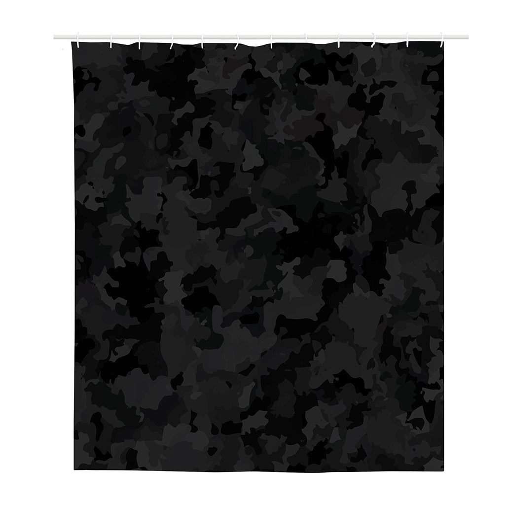 Black Camouflage Print Polyester Shower Curtain