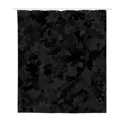 Black Camouflage Print Polyester Shower Curtain