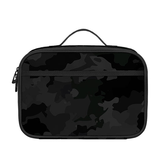 Black Camouflage Print Portable Lunch Bag