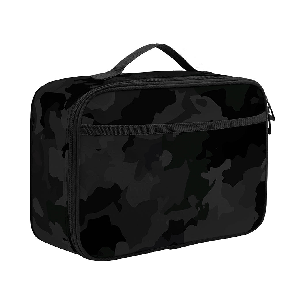Black Camouflage Print Portable Lunch Bag