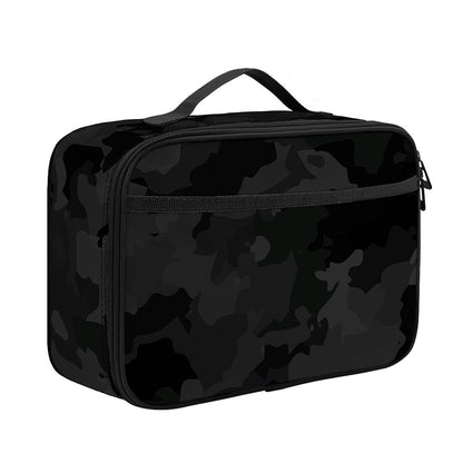 Black Camouflage Print Portable Lunch Bag