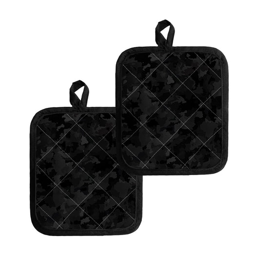 Black Camouflage Print Pot Holders