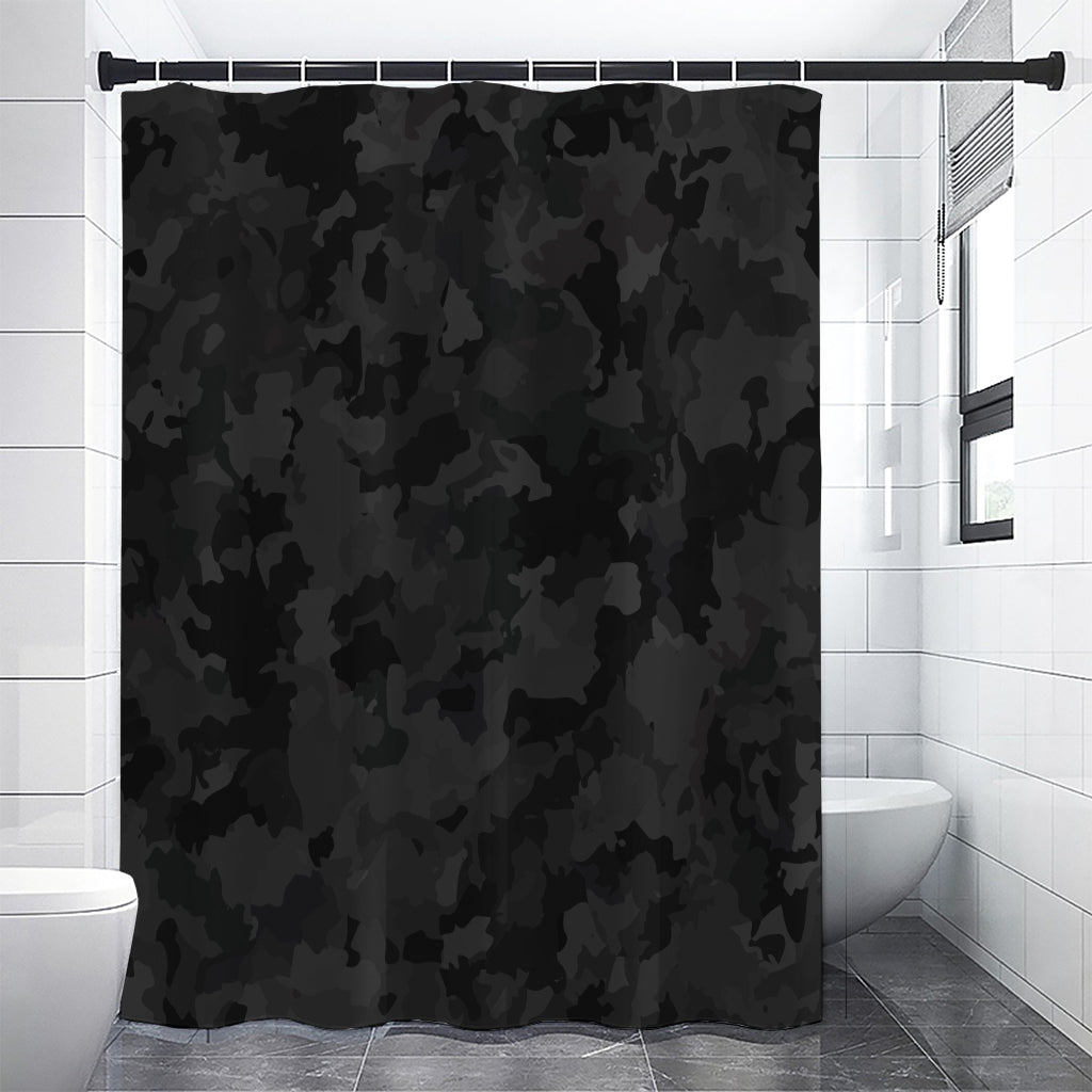 Black Camouflage Print Premium Shower Curtain