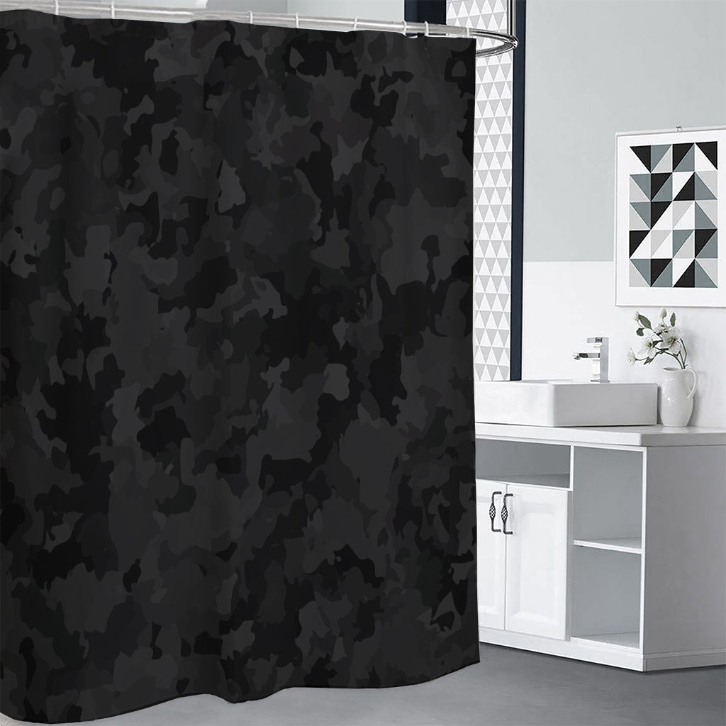 Black Camouflage Print Premium Shower Curtain