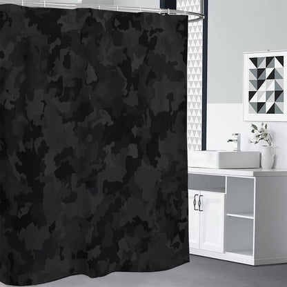 Black Camouflage Print Premium Shower Curtain
