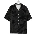 Black Camouflage Print Rayon Hawaiian Shirt