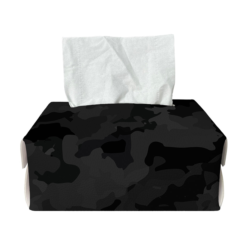 Black Camouflage Print Rectangle Tissue Box Cover