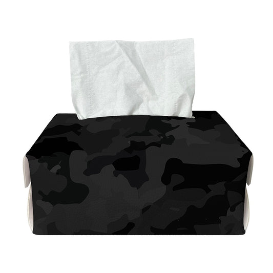 Black Camouflage Print Rectangle Tissue Box Cover