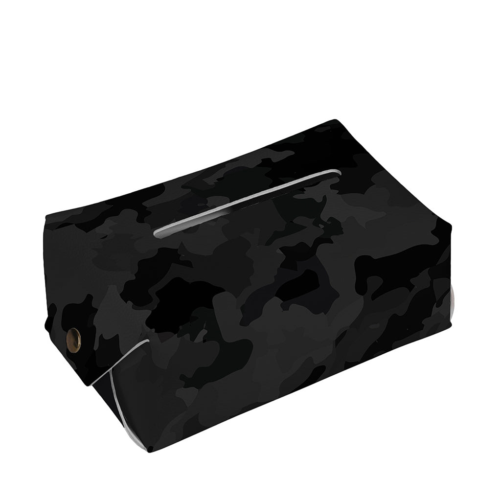 Black Camouflage Print Rectangle Tissue Box Cover