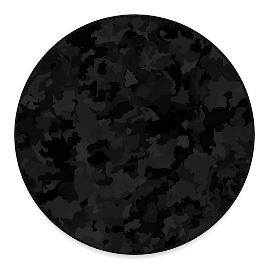 Black Camouflage Print Round Floor Mat