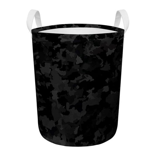 Black Camouflage Print Round Laundry Basket