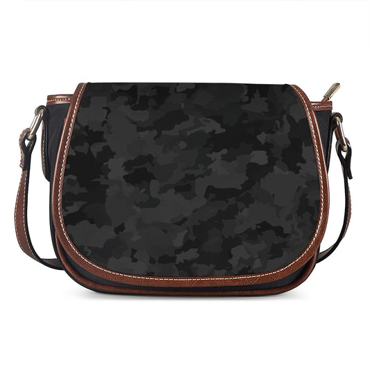 Black Camouflage Print Saddle Bag