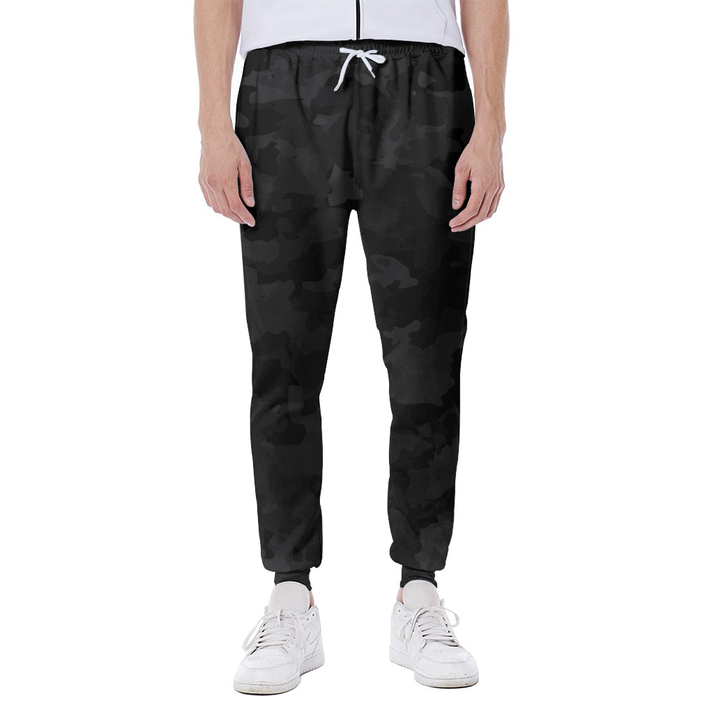 Black Camouflage Print Scuba Joggers