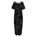 Black Camouflage Print Short Sleeve Long Nightdress
