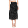 Black Camouflage Print Side Slit Midi Skirt