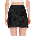 Black Camouflage Print Side Slit Mini Skirt