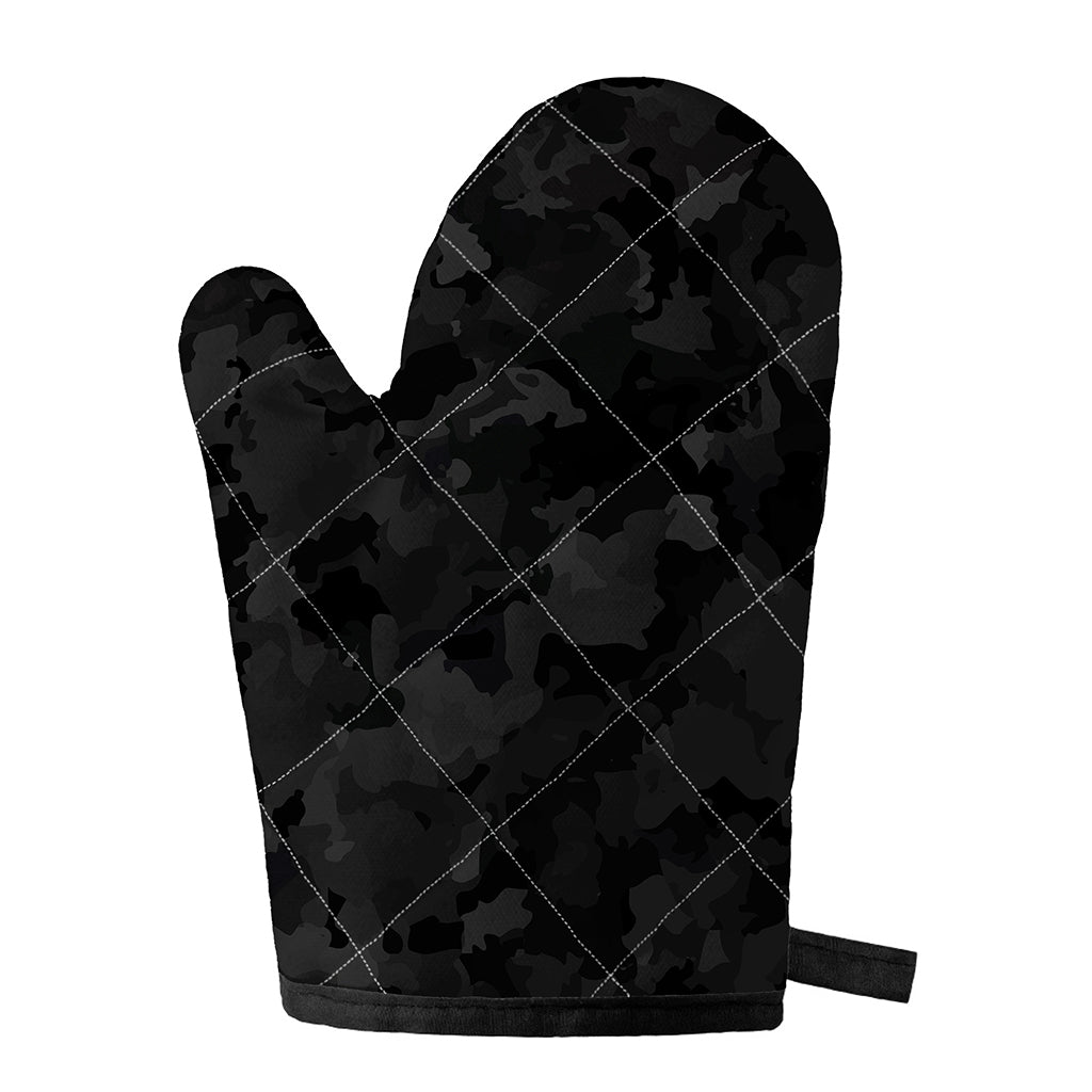 Black Camouflage Print Single Oven Mitt