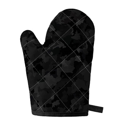 Black Camouflage Print Single Oven Mitt