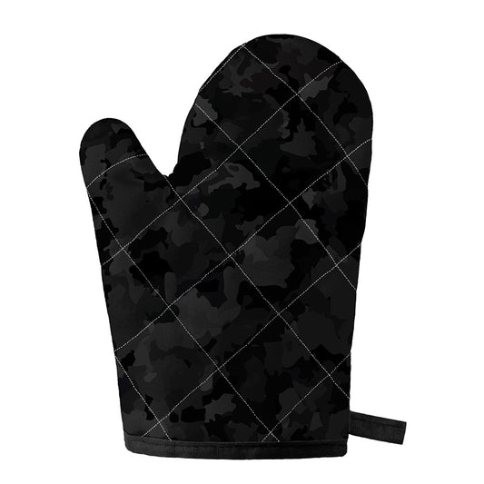 Black Camouflage Print Single Oven Mitt