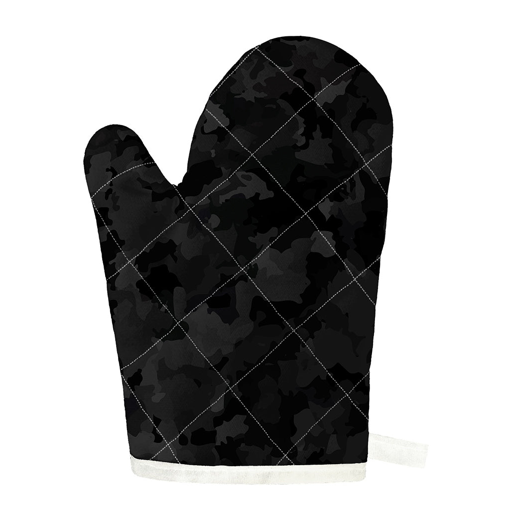 Black Camouflage Print Single Oven Mitt