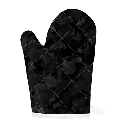 Black Camouflage Print Single Oven Mitt