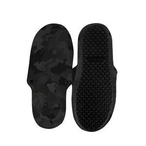 Black Camouflage Print Slippers