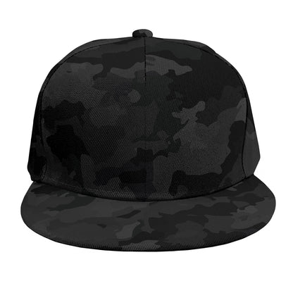 Black Camouflage Print Snapback Cap