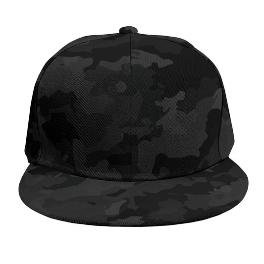 Black Camouflage Print Snapback Cap