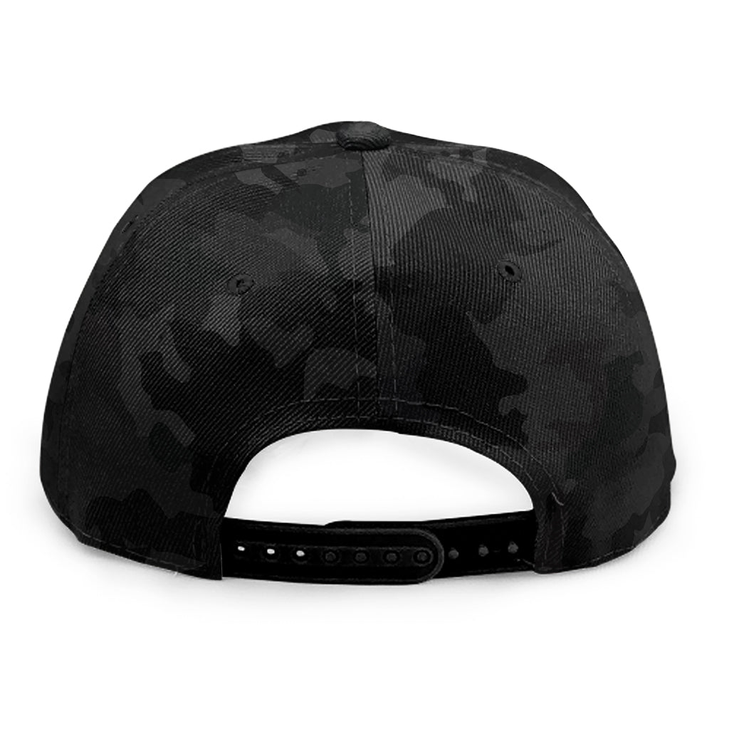 Black Camouflage Print Snapback Cap