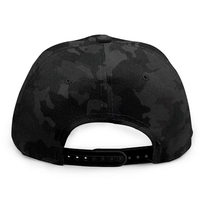 Black Camouflage Print Snapback Cap