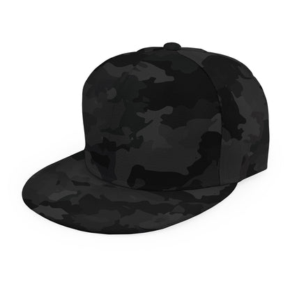 Black Camouflage Print Snapback Cap