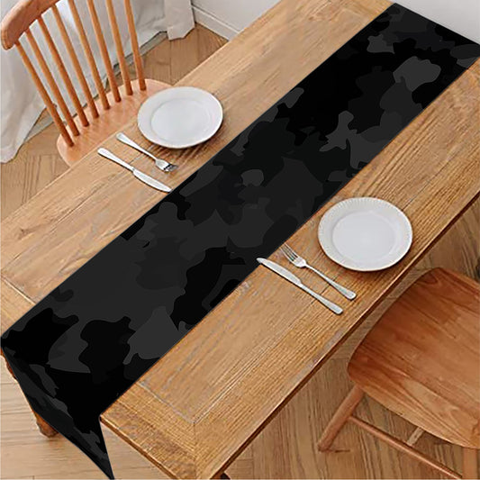 Black Camouflage Print Table Runner
