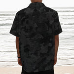 Black Camouflage Print Textured Short Sleeve Shirt